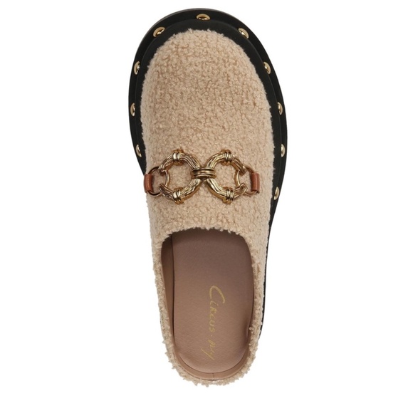 NWT Circus NY by Sam Edelman Annie Sherpa Chain Bit Platform Clogs Sz 7,5 - Picture 3 of 5